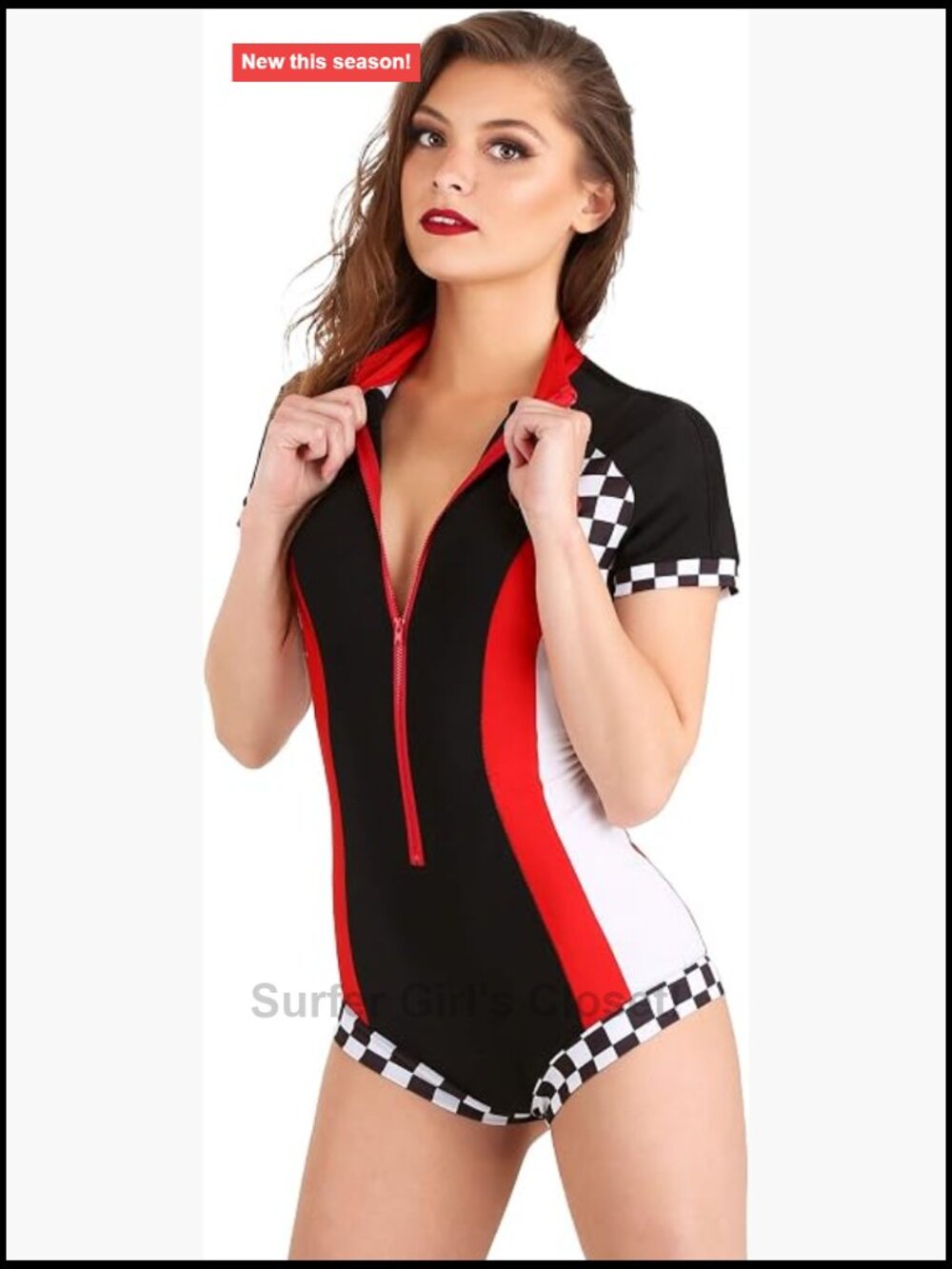 Racer Costume Romper Zipper Sleeveless Cosplay Halloween Exotic Apparel